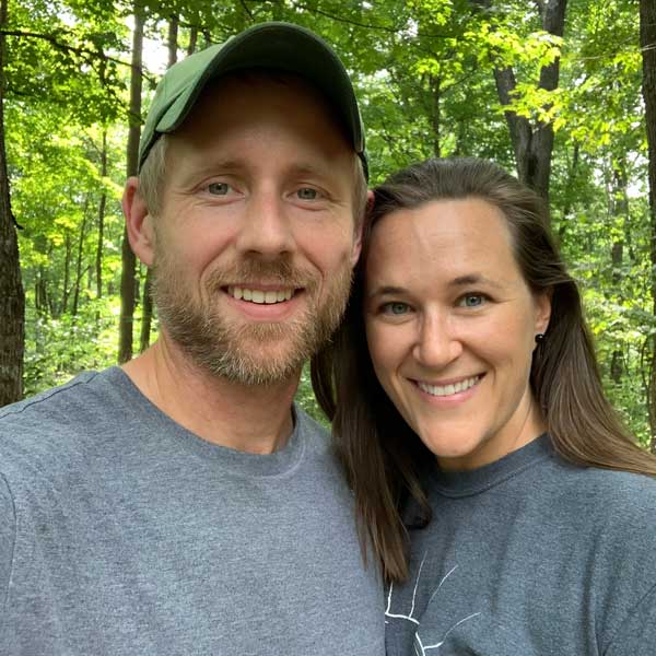 Ross Stackhouse and Angela Stackhouse selfie in the woods.